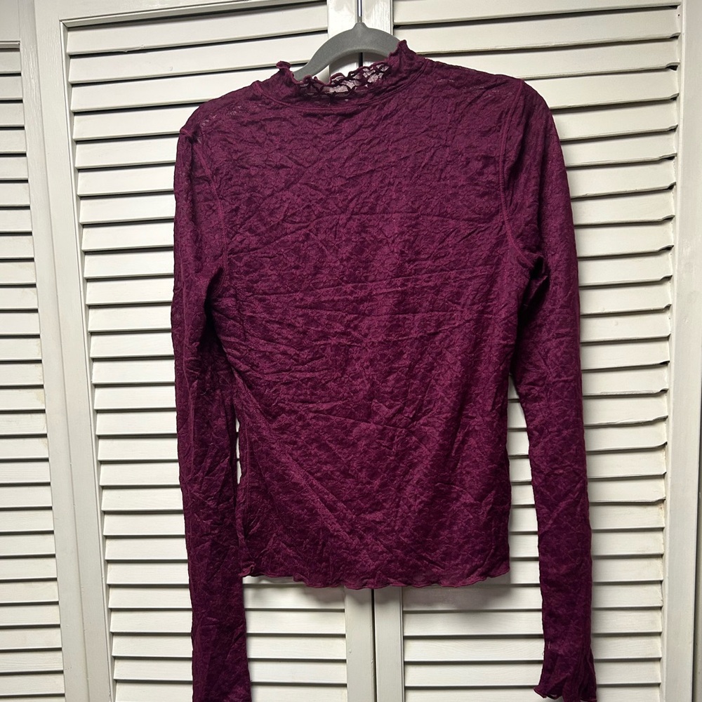 NWOT Free People Rich Purple and black Long Sleeve Top